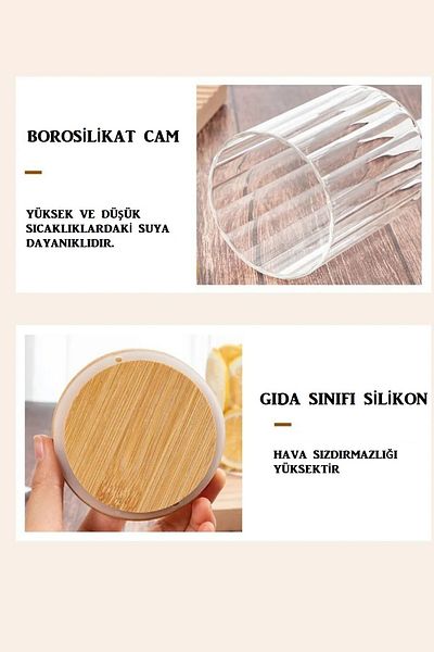 HUBBYCHEF Glass Jar Silicone Bamboo Lid Jar