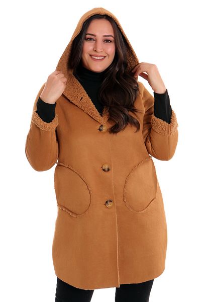 Metpoint Trend42Plus Plus Size Suede Fur Inner Camel Coat
