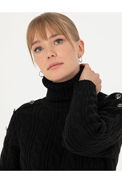 Pierre Cardin Siyah Regular Fit Balıkçı Yaka Kazak 50276220-VR046
