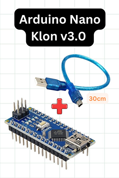 Arduino Nano Klon v3.0 - USB CH340 Chip - Mini Geliştirme Kartı + USB Mini Kablo