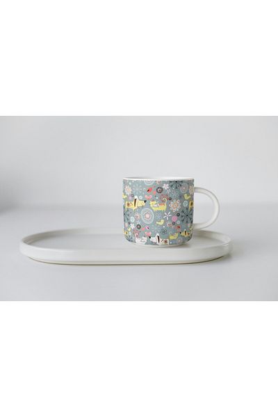EYBaskı Tasarım White Porcelain Cat Printed Nescafe Cup