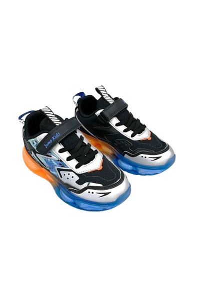 Jump 31053 Pantofi sport pentru copii cu talpă transparentă cu velcro Negru Alb