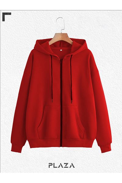 Plaza Butik 2 Thread Seasonal Zippered Hooded Fleece Cardigan Jacket