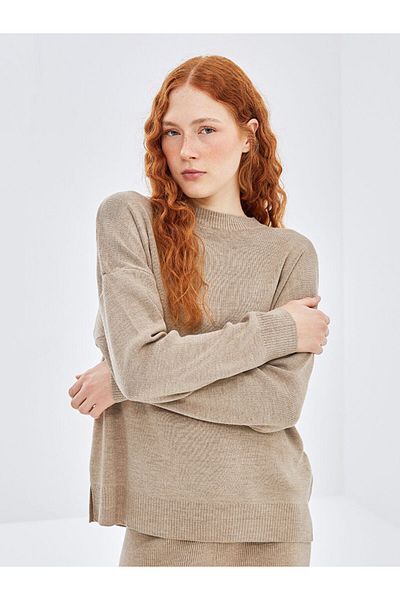 LC Waikiki Brown Crew Neck Women's Knitwear Sweater