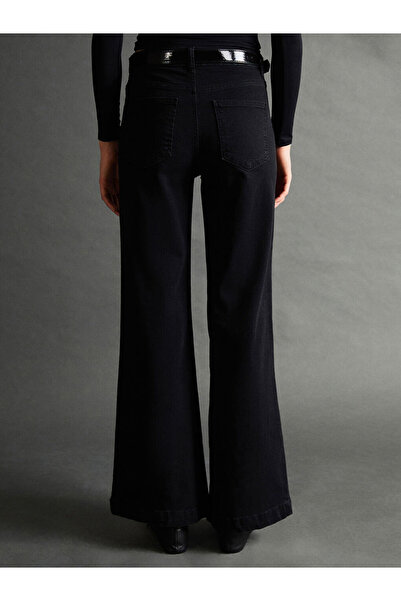 LC Waikiki Black Belted Slim Fit Women's Jean Trousers