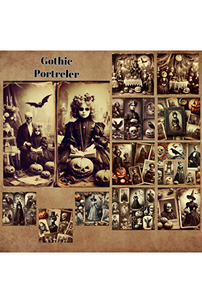 Pink Swan Craft Vintage gotičke slike - 12 komada set naljepnica za spomenar,...