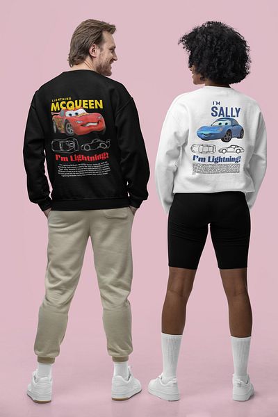 Pear Wear Sally & Mcqueen Cars Printed Unisex Couple Sweatshirt - Lover Set of 2 (36Cmx48Cm Print Size)
