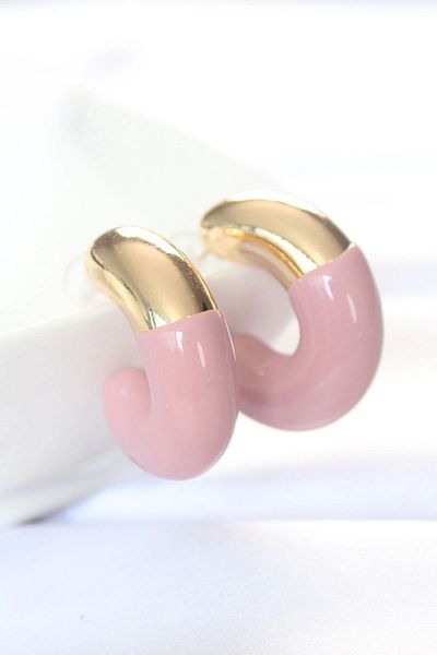 Skygo Ccb Dusty Rose Gold Double Color Earrings - Tj-Bkp8872