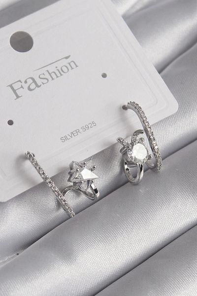 Skygo Brass Silver Color Zircon Stone Women's Earrings - TJ-BKP8620