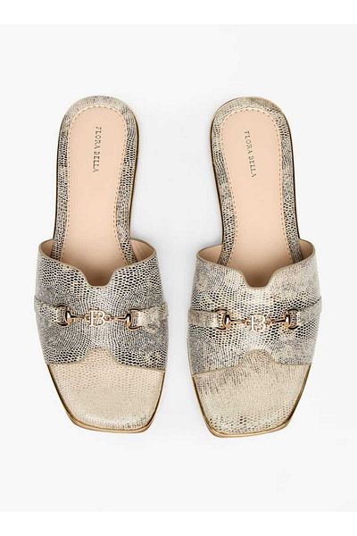 Flora Bella by Shoexpress Flora Bella Animal Print Slip-On Sandals with Logo Accent