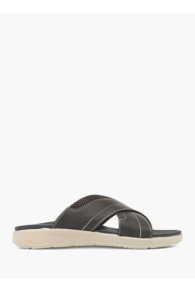 LBL by Shoexpress Stitch Detail Slip-On Cross-Strap Sandals