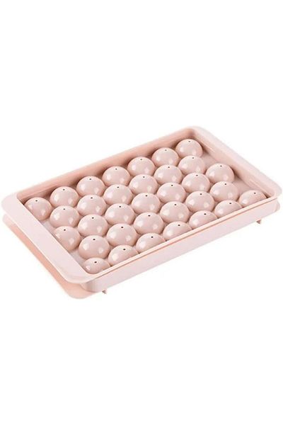 Busstier Premium Plastic Spherical Ice Mold with 33 Chambers - in Blue and Pink Colors, Reusable Tray