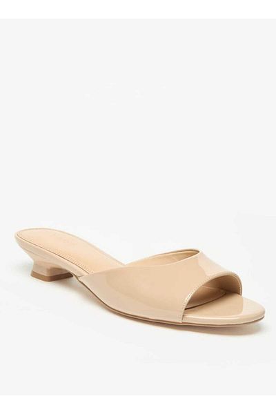 Celeste Women's Solid Slip-On Sandals with Kitten Heels