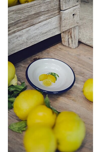 EMAYE TEZGAHI 16cm Enamel Dinner Plate - 6 Pieces Retro Presentation Fruit Set