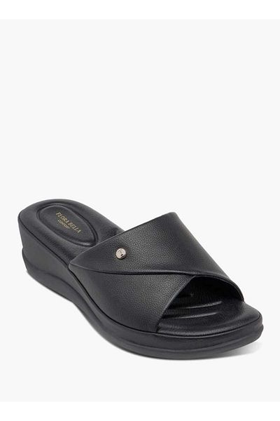 Flora Bella by Shoexpress Flora Bella Monogram Print Slip-On Sandals with Wedge Heels