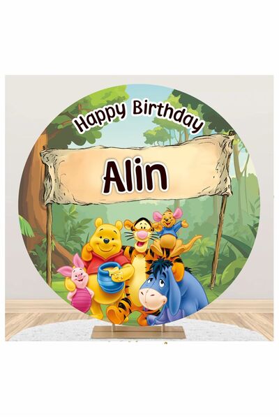 GK TASARIM Winnie The Pooh Doğum Günü Branda Afiş (Büyük)