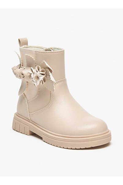 Juniors Fermuarlı ve çekme Kulplu çiçek Aplikeli çizme