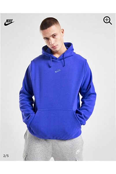 Nike Sportswear Mavi Erkek Polarlı Kapüşonlu Sweatshirt