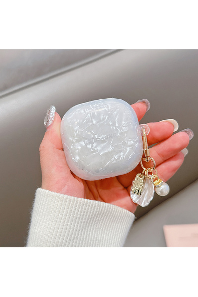 Choice جراب سماعات Buds Live أبيض، جراب Buds Live 2 Pro 2 FE بتصميم بسيط بنقش...