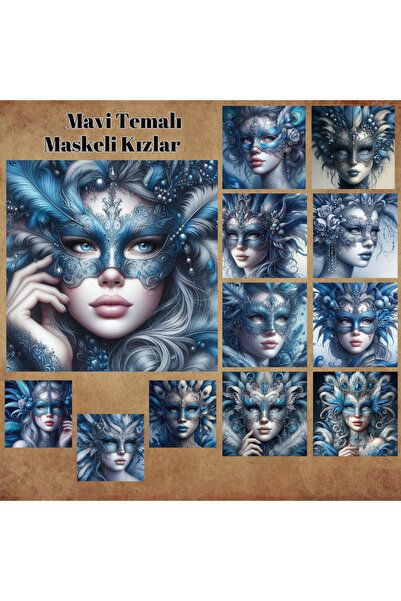 Pink Swan Craft 12 komada plavih naljepnica za albume za vintage devojke - ma...