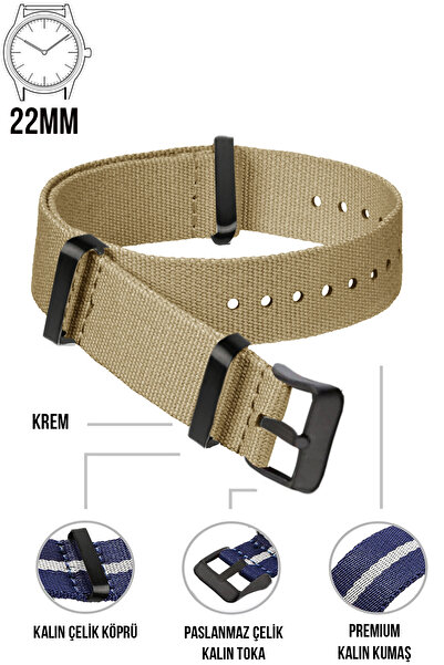 COBRA 22mm Fossil-Welder-Casio-Seiko-Omega-Armani Saat Uyumlu Nato Tekstil Ku...