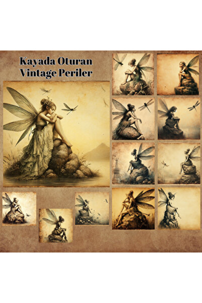 Pink Swan Craft مجموعة ملصقات مخططة من Vintage Fairies مكونة من 12 قطعة - مجم...