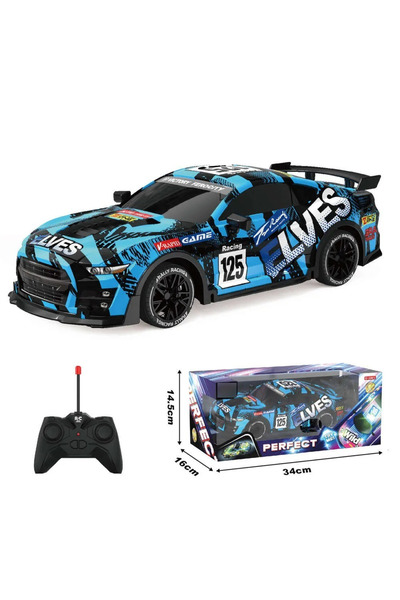 Boratila Toys 1:18 Işıklı Demolu Full Fonksiyon Uzaktan Kumandalı MAVİ Yarış Arabası