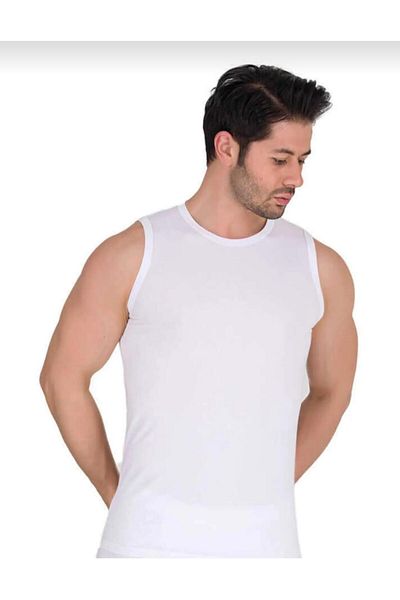 Berrak 1026 Men's Single Jersey Lycra Sleeveless Crew Neck Undershirt 3 Pieces