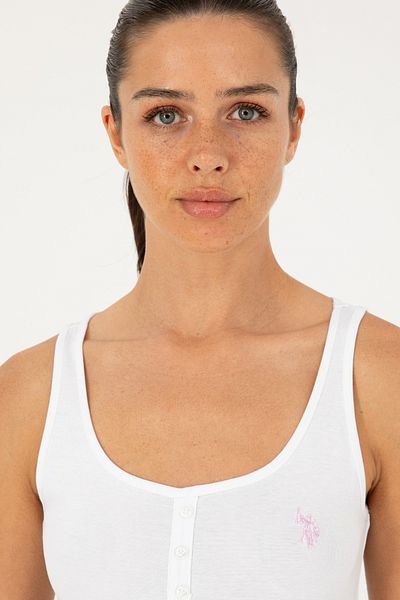 U.S. Polo Assn. Γυναικείο λευκό αμάνικο μπλουζάκι με λαιμόκοψη Basic 50280059 -vr013