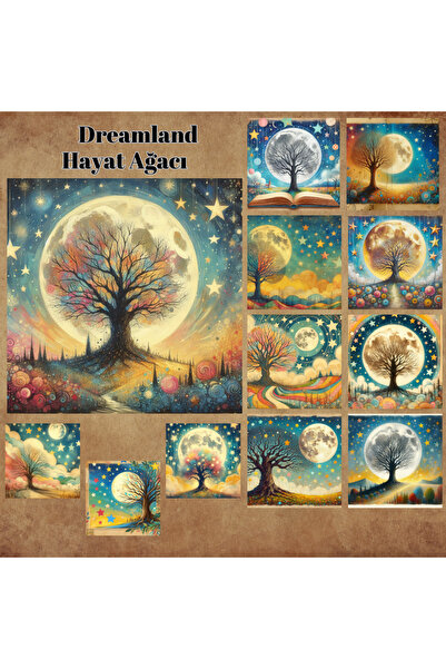 Pink Swan Craft Dreamland Vintage Drvo života - Set od 12 komada naljepnica z...