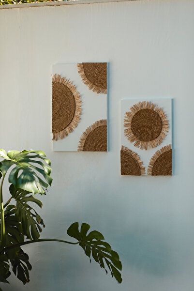 Home 2'li Bohem Hasır Tablo Duvar Aksesuarı 35x50 / 40x60