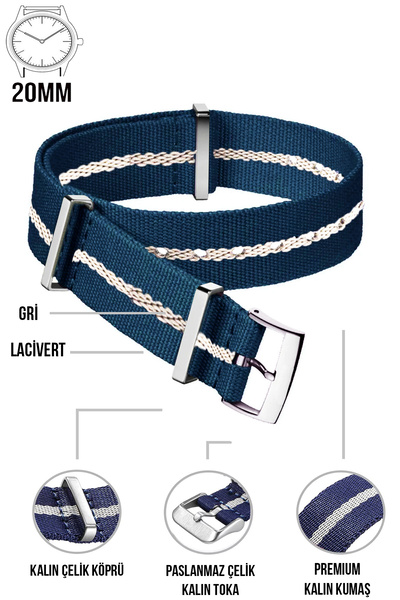 COBRA 20mm Fossil-Welder-Casio-Seiko-Omega-Armani Saat Uyumlu Nato Tekstil Ku...