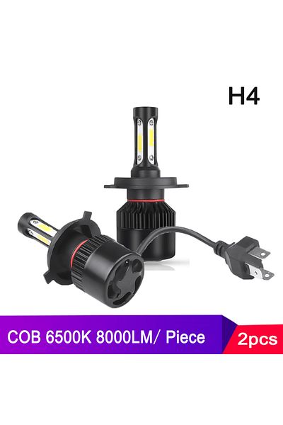 Choice 8000 لومن H4 6500 كيلو قطعتان من مصابيح السيارة الأمامية LED H4 3 رقائق Cob Auto S2 لمبات مصابيح السيارة الأمامية 72 وات 8000 لومن ملحقات السيارة