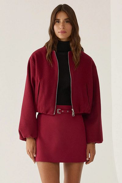 Hiccup Jachetă bomber Bordeaux cu croiala scurtă