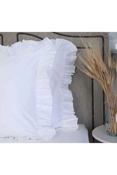 TULUM'S 2 Pieces 100% Cotton Ruffle Pillow Case