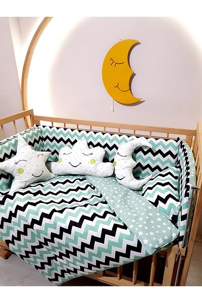 Baby Clime 60X120 Baby Sleeping Set - Without Mosquito Net - Zigzag Pattern (Excluding Mobile Crib)