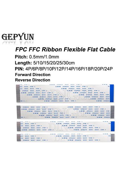 Choice Pitch 0.5mm 20P Forward Direction Length 10CM 10PCS/LOT FPC FFC Ribbon Flexible Flat Cable 4/6/8/10/