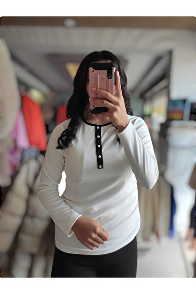 Sublime Butik Γυναικεία εποχιακή μπλούζα με ριγέ λαιμόκοψη με κουμπιά