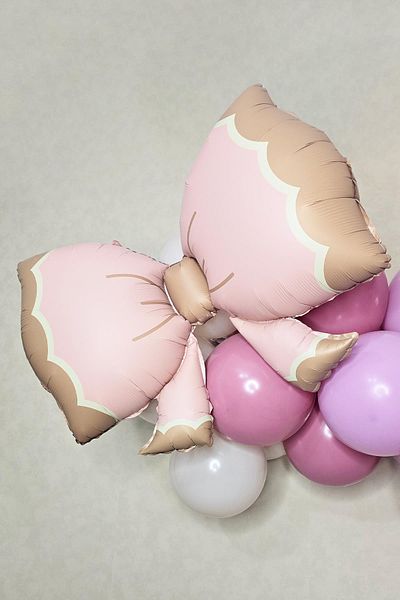 PEKSHOP 60X90Cm Large Retro Bow - Pink Colored Foil Balloon