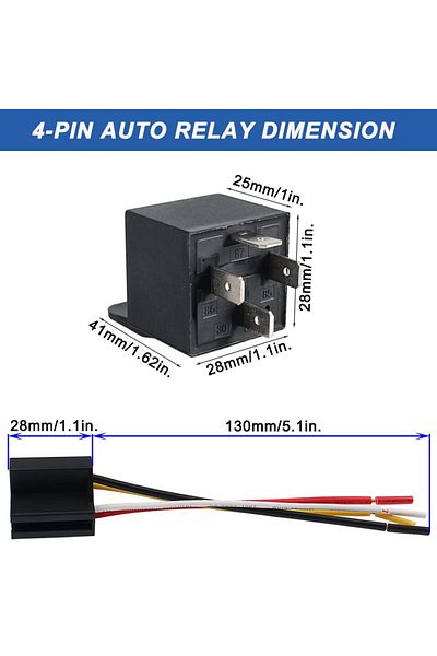 AOKIN 12v 4p 1pcs 40amp Automotive Relay With Interlocking Socket Heavy Duty For Truck Car Van Motorcycle