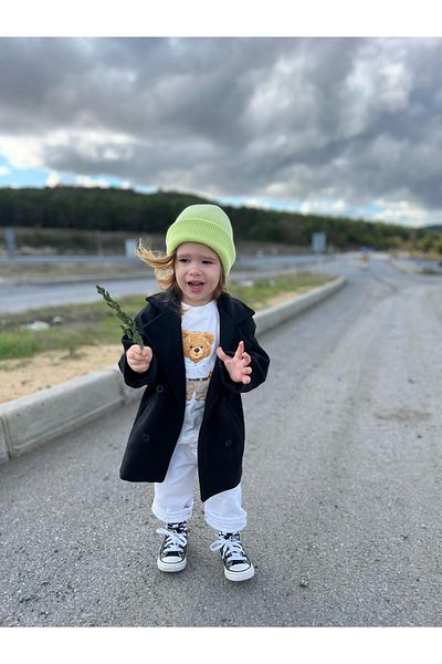 favorimkids Black Stamped Baby Kids Coat