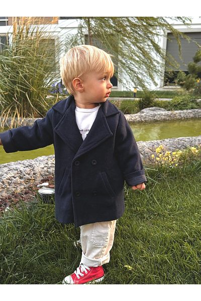 favorimkids Navy Blue Stamped Baby Kids Coat