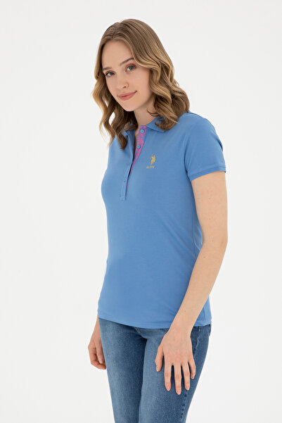 U.S. Polo Assn. Tricou de damă albastru închis cu gât polo 50280065 -VR032