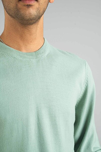 bombe Men's Slim Fit Turtleneck Cotton Turtleneck Sweatshirt Knitwear Sweater Water Green