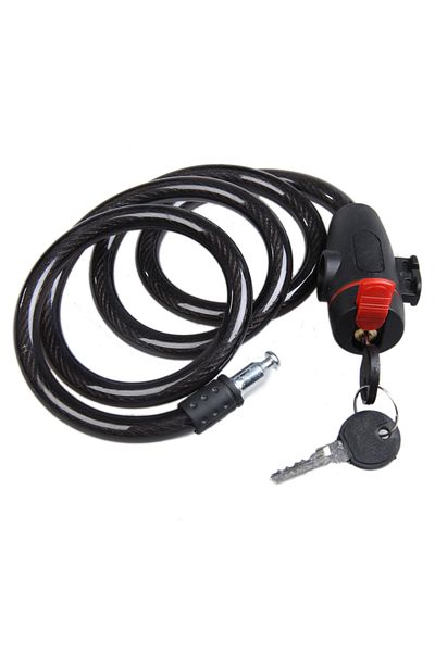 MOJOYCE Black Universal Anti-theft Steel Coil Cable Motorcycle Lock Bicycle Lock With Key