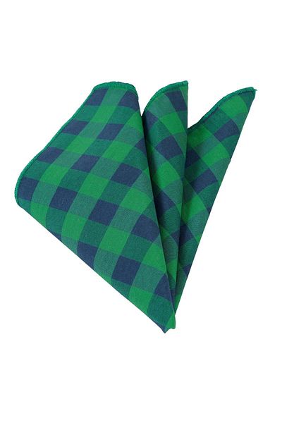 Exve Exclusive Πράσινο μαντήλι με μεγάλο γιακά Gingham Navy Blue