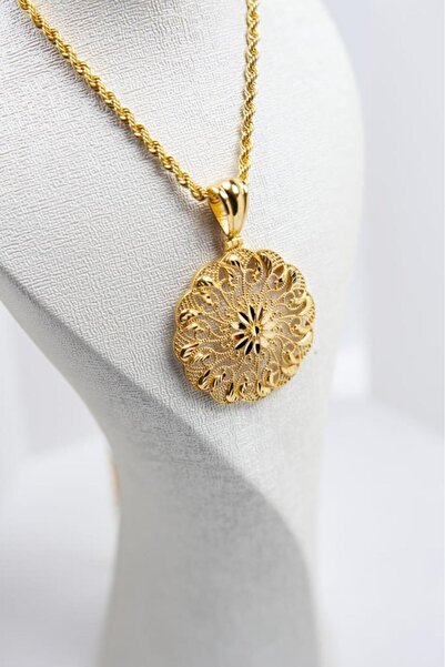 latif kuyumcu 22 Ayar Altın Füzyon Döküm Kalemli Kolye Ucu + 3 mm Zincir XQMK127