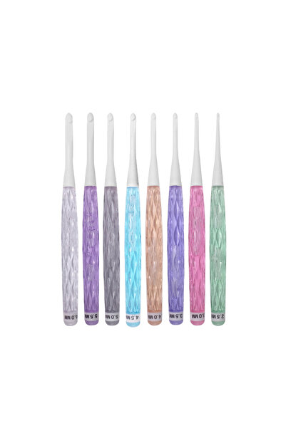 Choice 8 pcs in total 8-piece color clear crochet hook kit ABS Ergonomic croc...