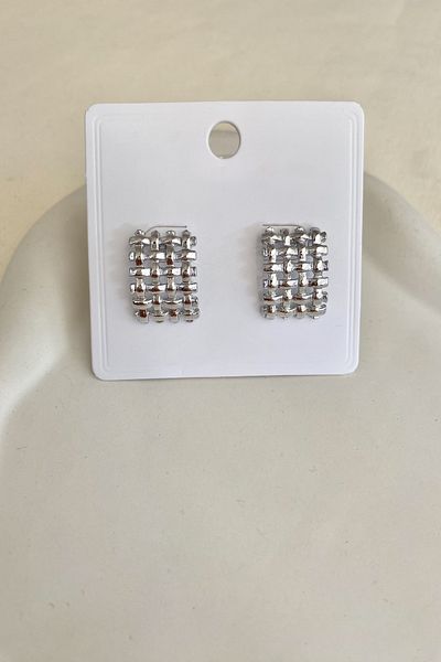 DEMOKAN Women's Earrings Grid Square Earrings