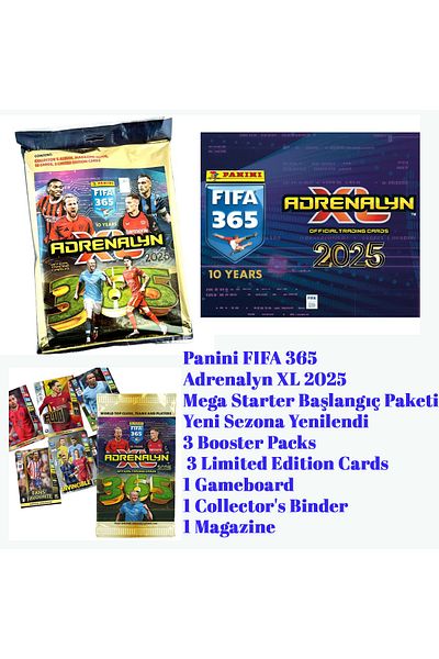 Panini حزمة البداية الكبيرة لعام 2025 FIFA 365 Adrenalyn XL 2025 Mega Starter